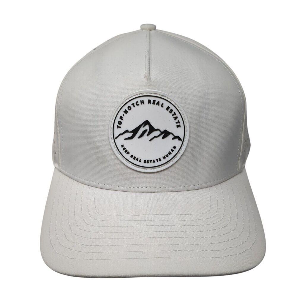 Top Notch Real Estate Snapback Hat White Cream Adjustable Zipped Black Hawk